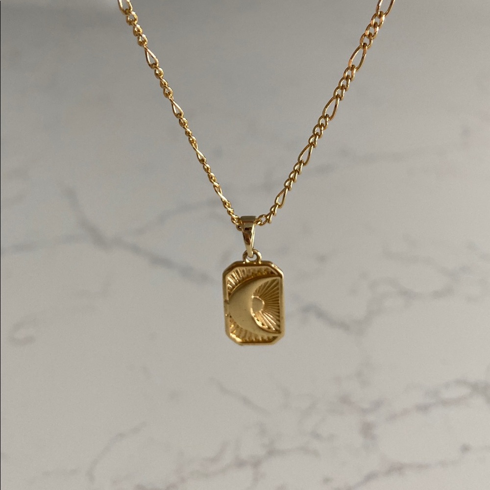 LVC Jewelry • Yellow Gold Plated Necklace with Moon Charm